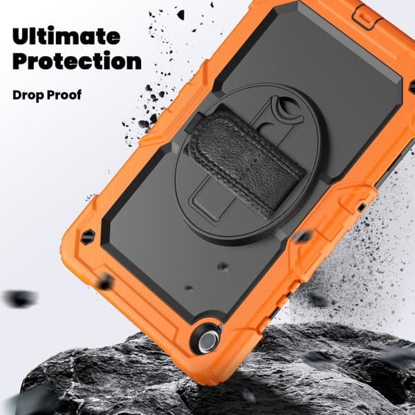 Samsung Galaxy Tab A9+ / A11+ Silicone + PC Case with Shoulder Strap Apelsin