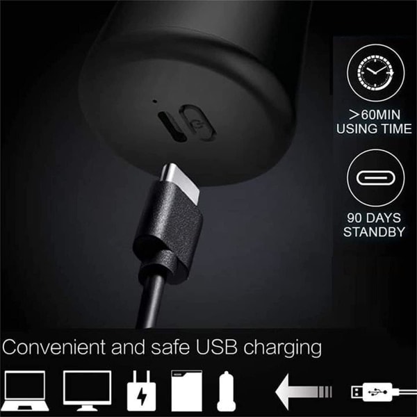 Lommeformat vaskbar elektrisk barbermaskin, reisebærbar barbermaskin elektriske barbermaskiner for menn, USB hurtiglading