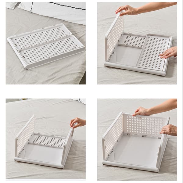 Large Off-white Stackable Plastic Storage Basket for Bedroom and Living Room