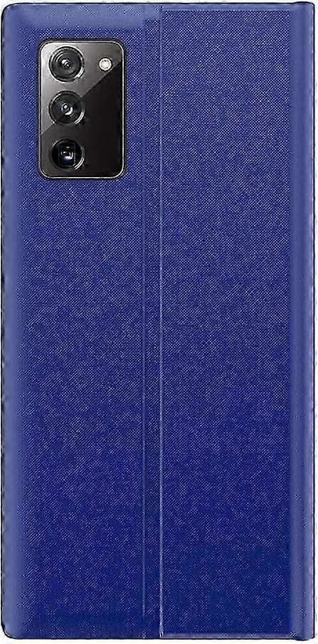 Samsung Galaxy S20 FE Smart View Flip Cover - Premium Leather Case, Mirror Window, Stylish, Protective Flip Case Blue