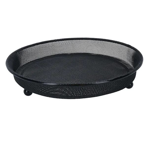 Kraftig Sort Metalnet Jordfuglefoderbakke 22cm