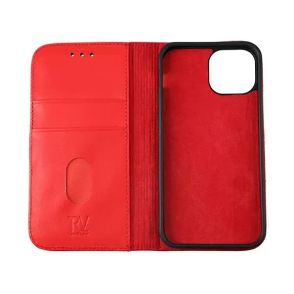 iPhone 13 Mini Wallet Case Leather Rvelon - Red Röd red