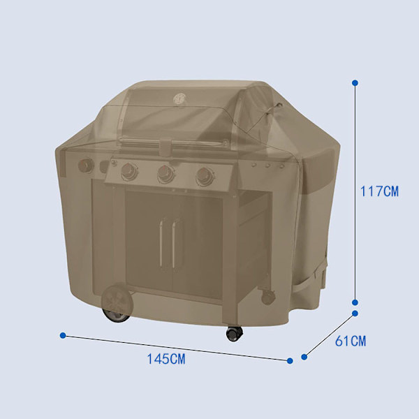 Vattentätt grillöverdrag för utomhusbruk, med förseglade sömmar, FadeStop-material, kompatibelt med alla väderförhållanden