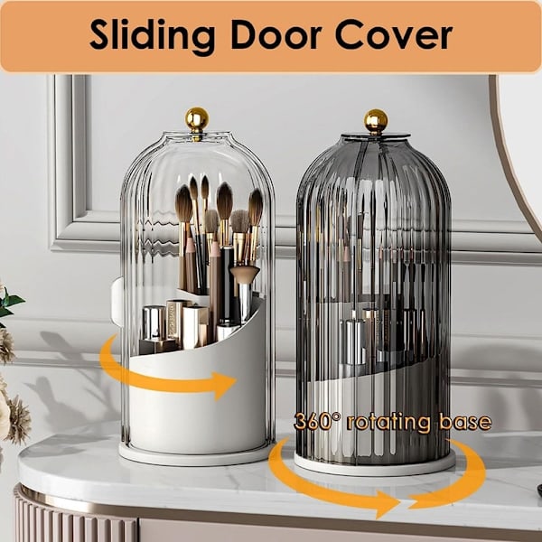Makeup Opbevaringsboks, 360° Roterende Organizer, 3 rum (SORT)