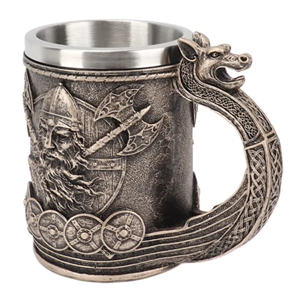 Vintage Viking Rostfri Ölmugg med Stor Kapasitet[CO]