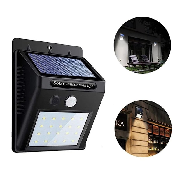 30 LED solcellslampor för utomhusbruk med rörelsesensor, trådlösa, vattentäta, för trädgård, staket, uteplats och garage