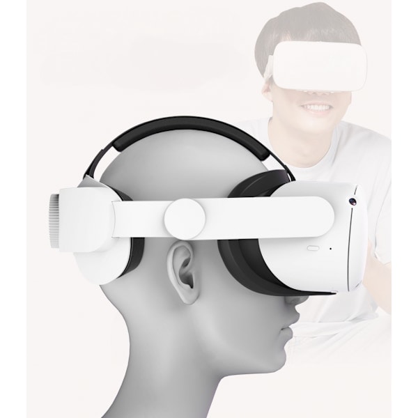 Justerbart huvudband för Oculus/Meta Quest 2 VR-headset, VR-huvudband för Oculus Quest 2, VR-spelstöd och komfort, vitt