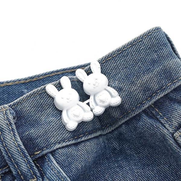 Midjeknapp Jeans Belte Spenne HVIT