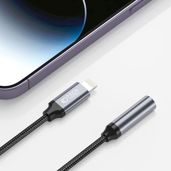 Tech-Protect Ljudadapter Lightning - 3.5mm AUX Hona Nylon Svart
