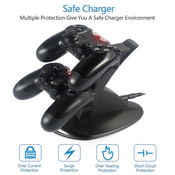 Dobbel USB-ladingstasjon for Playstation 4 PS4 / PS4 Pro / PS4 Slim-kontroller