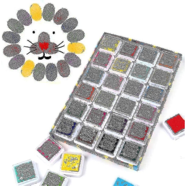 Ink Pad Set. 24 Colors Fingerprint Ink Pad Nontoxic Washable Ink Stamp Pad