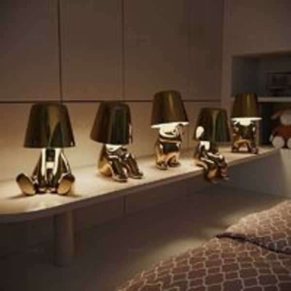 Gullfarget Lampe Trådløs USB-lading Bærbar LED Nattbordslampe for Soverom Stue Kontor - Mr Who