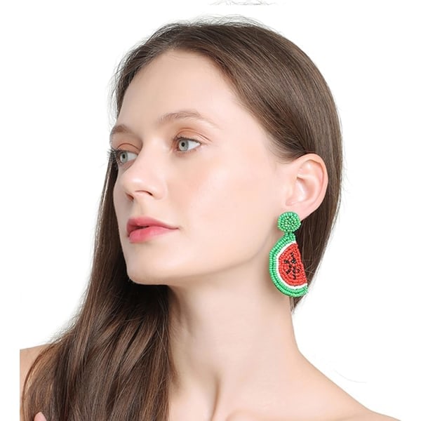 Søde frugt Vandmelon perler Dingle Stud øreringe til kvinder Teenagere Sjov frugt Bohemian Statement Harpiks dråbe øreringe Modesmykker