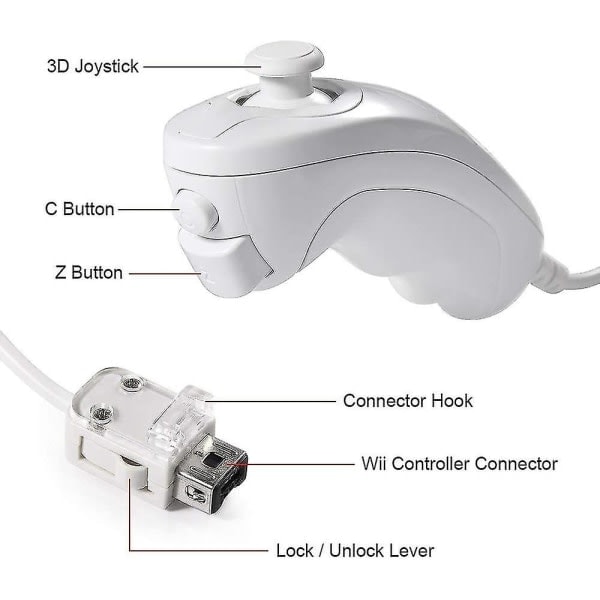 Wii Nunchuck-controller, 2-pak Nunchuk-controller erstatning - Perfekt
