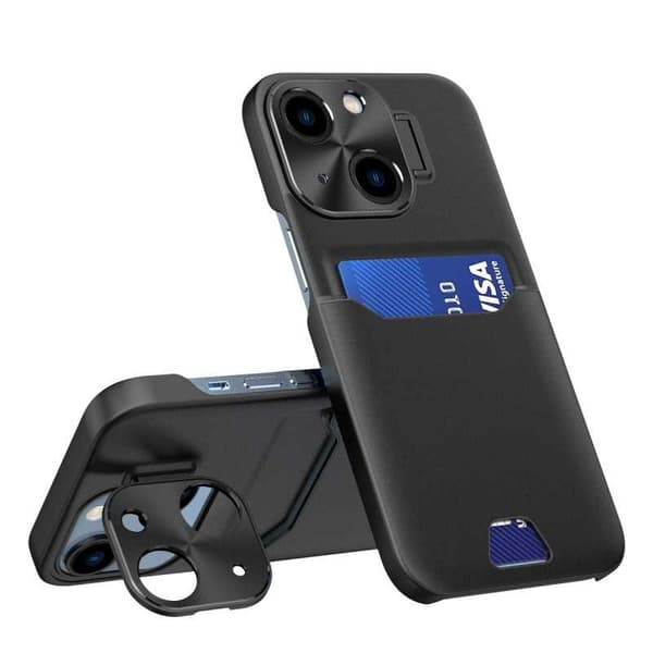 iPhone 12 Mini Shock-Absorbing Case with Card Holder Glitch Rosa