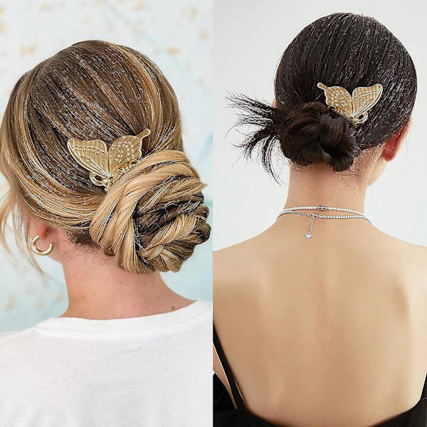 Hårkammar för kvinnor, accessoarer, fransk twist hårkam i metall, hårstylingtillbehör för tjockt långt hår (guld, 3-pack)