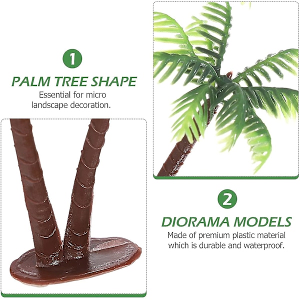 2024 Palm Tree Cake Decoration Liten Bonsai Strand Dekoration Uppblåsbar Artificiell 5 Delar Palmträd Miniatyr Blomkruka Diy Dekoration