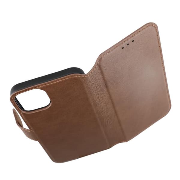 iPhone 15 Plus Wallet Case Leather Rvelon - Brown Brun brown