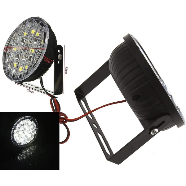Runda varselljus universellt passar  Bil Fig Light Driving Lamp 18 lysdioder vit(1set, vit) -t
