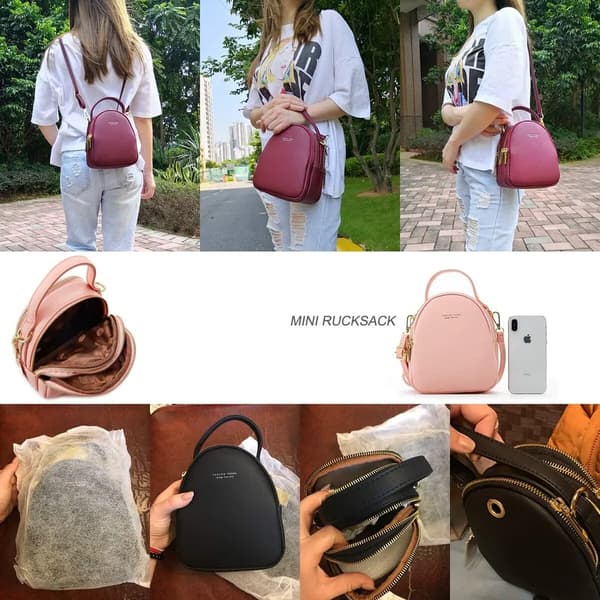Women's Backpack - Cell Phone Bag - Shoulder Bag svart