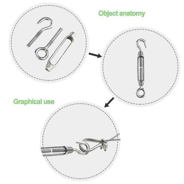 4 st Turnbuckle Wire Tensioner M4 Rostfritt Stål Turnbuckle Tensioner Justerbar Turnbuckle Hook And Eye Set Heavy Duty -z