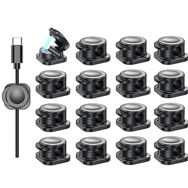 8-pack magnetiska kabelhanteringsklämmor, kabelorganiserare, magnetisk kabelhållare för HDMI, USB, ljudkablar - Svart