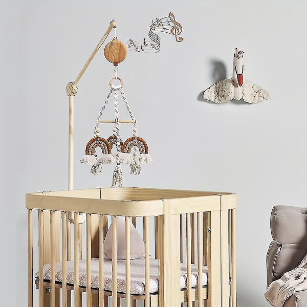 Baby Musical Mobile med roterende krok, barneseng mobilmotor, baby musikkboks spinner, barnehage mobilmotor med 35 vuggesanger