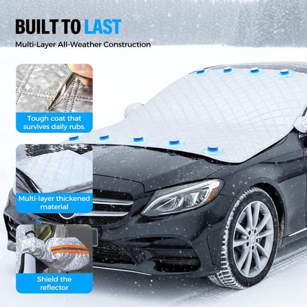 Magnetisk Forrudebetræk, Tre-lags Frost-, Sne- og Solbeskyttelse, Til de fleste biler, SUV'er og Hatchbacks, 145 x 110 cm