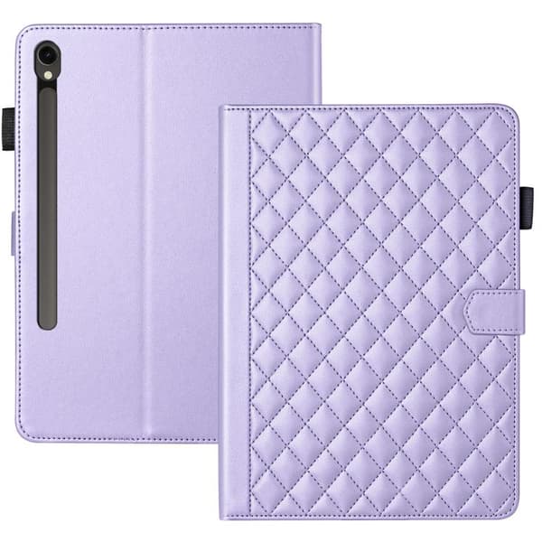 Samsung Galaxy Tab S10 FE+ Leather Case with Rhombus Pattern Lila