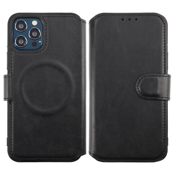 iPhone 12/12 Pro Wallet Case Extra Card Slot Rvelon - Black