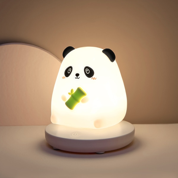Panda Soft Silikon Nattlampa med Sensor, USB Uppladdningsbar