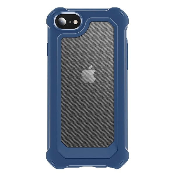 iPhone 7/8/SE (2020/2022) - Stødsikkert Kulfiber Tekstur Cover - Blå
