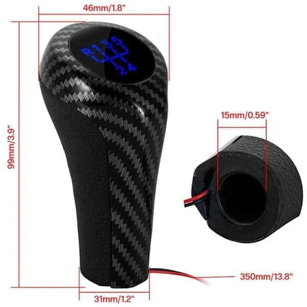 5-gears manuel fiber gearknop med læderblåt LED-baggrundslys til E46 E90 E91 E92 X1 X3 X5[co]