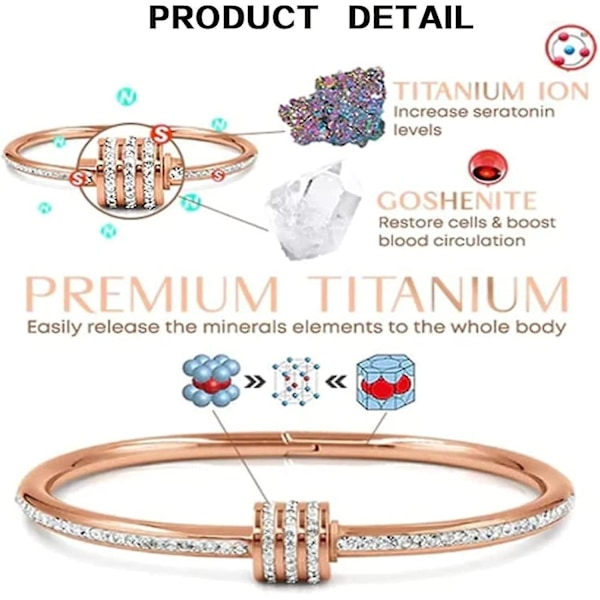 Crainoc Titaniumion Osimium Bangle, Lymfaattinen viemäriranneke, Magneettiterapia ranneke miehille ja naisille