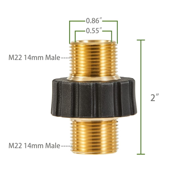 Painepesurin sovitinsarja, urosliitin M22-14mm urosnivelliittimeen, painepesurin letkun kierreliitinsarja (2 kpl)