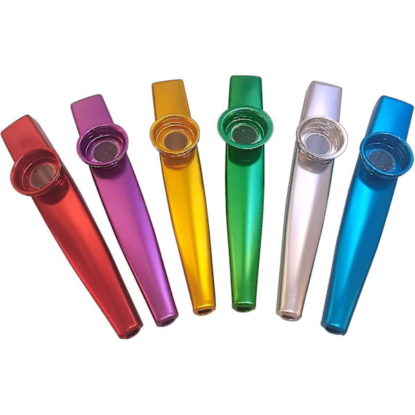 6 st Kazoo Instrument Multipack Kazoo 6 Färger Kazoos Kombination Pack-metall Kazoo Barn Gåva Instrumental Ackompanjemang -j