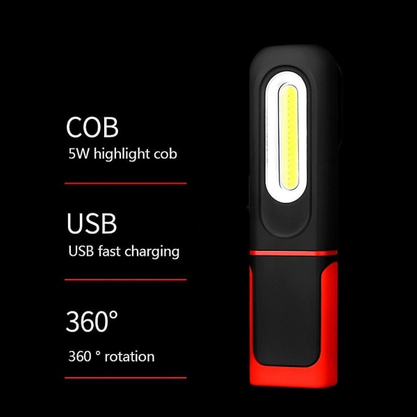 Usb-ladattava Cob Led -magneettinen työvalo tarkastuslamppu hätälamppu