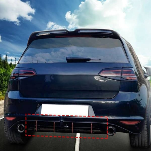 Bakre støtfangerbeskyttelse Bakre støtfangerleppe Diffuser Fin Splitter Trim for Golf 7.5R MK7.5R[co]