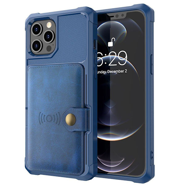 iPhone 12 Pro Max - Stylish Case with Card Holder Blå