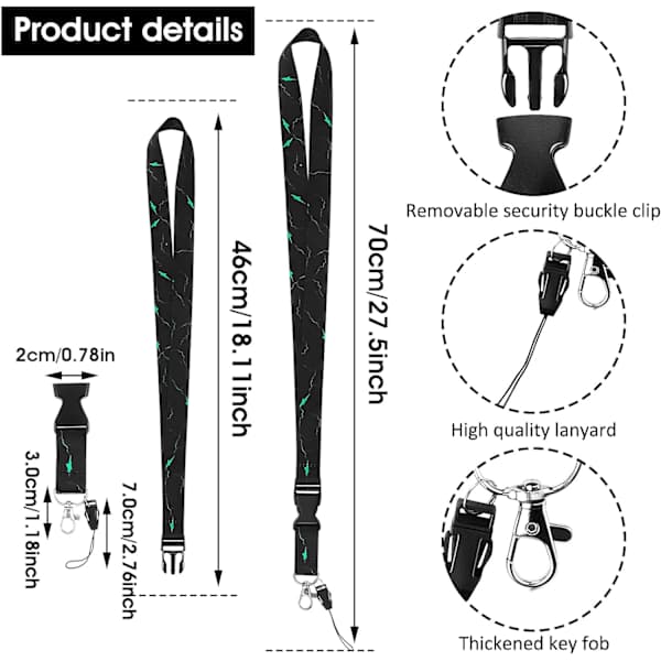 3-pakning Lanyard med hurtigspenne, Robust Marmor Lanyard[CO]