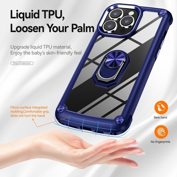 iPhone 15 Pro Kuori Iskunkestävä Armor Sormus Sininen