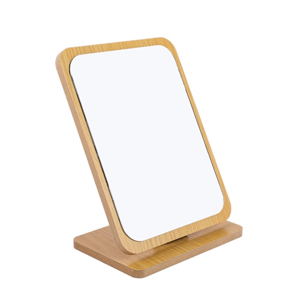 Rectangular Compact Table Mirror Vertical Wood Frame Mirror Table Mirror 90 Degree Rotation Makeup Mirror Back Stand Makeup Mirror