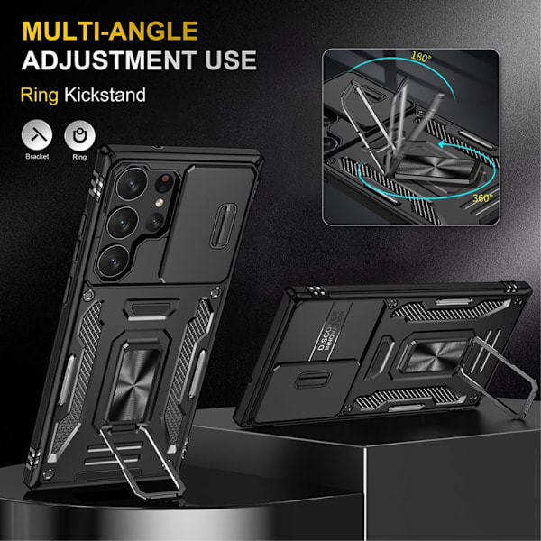 Samsung Galaxy S23 Ultra Cover Hybrid Ring Armor Sort