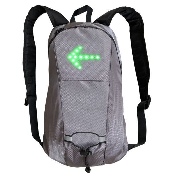 ORNII Harmaa Vilkkuva Heijastava LED-reppu - Langaton Kaukosäädin - 5 Suuntanuolisignaalia - Päivä/Yö Turvallisuus - USB Ladattava - Vedenpitävä