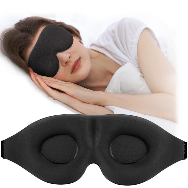 (musta) Sleep Blindfold 3D muotoiltu kuppi Polyester Sleeping Eye Blindfold Therapy Cover Shade Travel Plane Sleeping Eyepatch Miehet