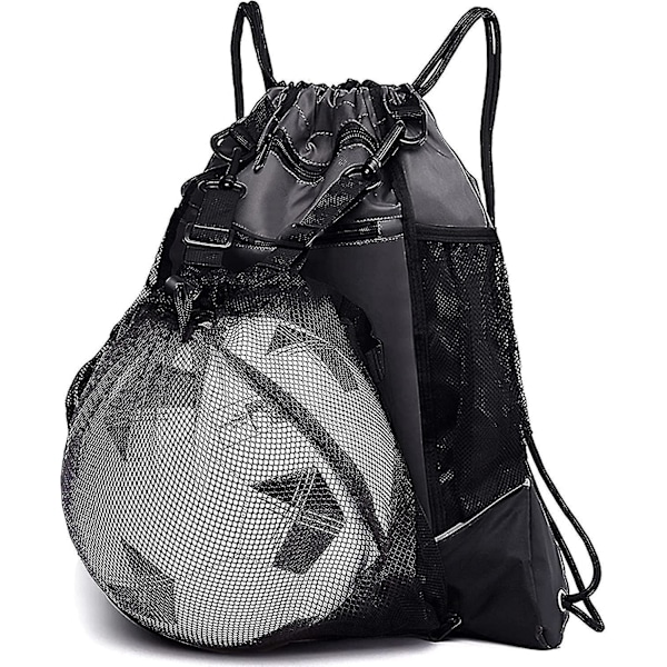 Drawstring Soccer Bag For Boys, Foldable Basketball Backpack Gym Bag Sackpack Sports Sack With Detachable Ball Mesh Bag For Volleyball Baseball Yoga