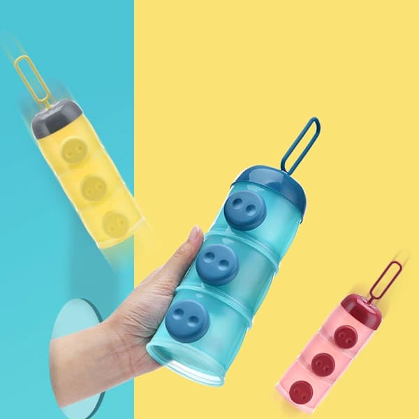 Bærbart 3-lags PP matdispenser for snacks, frukt og reise, gul