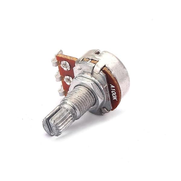 Potentiometer Volymkontroll A100K Lång Räfflad Delad Axel Böjd Pot Gitarrpotentiometrar För Gitarr Uppgradering Metall Mini Kontroll Pot 1-pack[CO]