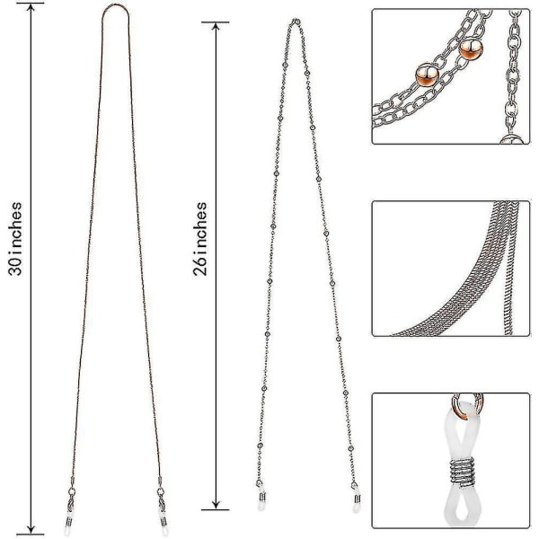 6 stk. Brillekjeder Elegante Brilleholder Perlekjede Brilleholder