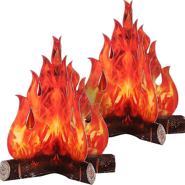 2 st 3d flammande fackla mittpunkt kartong lägereld dekorativ lin